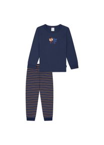 Schlafanzug Schiesser "Pyjama Kids Nightwear", Jungen, Gr. 128, blau (dunkelblau), Obermaterial: 100% Baumwolle CO., Homewear-Sets Schlafanzug
