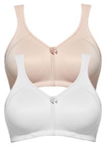 Entlastungs-BH SuSa "2er Pack Entlastungs BH Topsy Plus", Damen, Gr. 75, Cup G, bunt (wei&szlig; cappuccino), Stoff, Obermaterial: 78% Polyamid PA. 22% Elasthan EL., BHs Entlastungs-BH