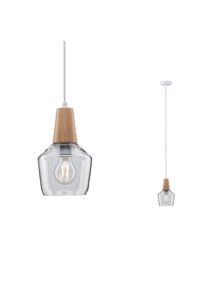 Paulmann Pendelleuchte "Neordic Ylvie max. 1x20W Klar/Holz 230V Glas/Holz", braun (braun, transparent), 1, &Oslash; 14,5cm, 1 Stk., Leuchten, E27, Pendelleuchte