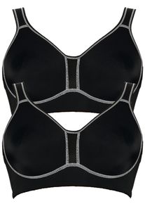 Sport-BH Viania "2er Pack Sport BH Performance", Damen, Gr. 80, Cup B, schwarz (schwarz schwarz), Obermaterial: 47% Polyamid PA. 41% Polyester PES. 12% Elasthan EL., BHs Sport-BH