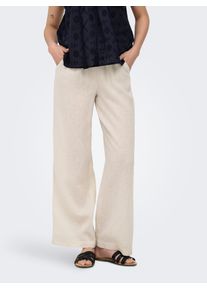 Schlupfhose Only "ONLBRUXELLES MW LIN BL TIE PANT PNT NOOS", Damen, Gr. L (40), L&auml;nge 30, moonbeam, Web, Obermaterial: 80% Viskose, 20% Leinen, unifarben, lang, Hosen Schlupfhose, Sommerhose mit Leinen