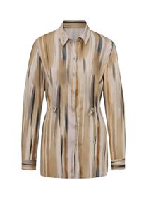 Hemdbluse GOLDNER "Longbluse mit Bindeg&uuml;rtel", Damen, Gr. 44, beige (beige, gemustert), Obermaterial: 100% Viskose CV., figurumspielend, Manschette, Blusen Hemdbluse, Bindeg&uuml;rtel