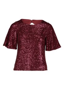 T-Shirt Vera Mont "Pailletten-Bluse mit Fl&uuml;gel&auml;rmeln", Damen, Gr. 36, rot (deep dahlia), Obermaterial: 93% Polyester PES. 7% Elasthan EL., Shirts T-Shirt