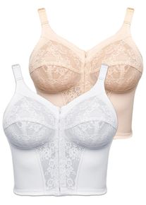 Entlastungs-BH SuSa "2er Pack Longline BH Classics", Damen, Gr. 120, Cup C, bunt (beige wei&szlig;), Obermaterial: 65% Polyamid PA. 25% Elasthan EL. 10% Baumwolle CO., BHs Entlastungs-BH