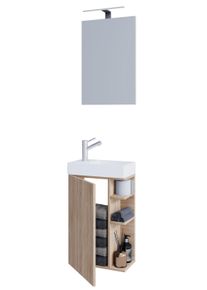 Waschtisch Vcm "2-tlg G&auml;ste WC Badm&ouml;bel Waschtisch Lumia Spiegel", braun (sonoma, eiche), B:40cm T:22cm, Schr&auml;nke, Waschtisch