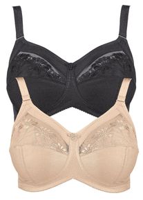 Entlastungs-BH Anita "2er Pack Komfort BH ohne B&uuml;gel Safina", Damen, Gr. 100, Cup C, bunt (schwarz sand), Obermaterial: 50% Polyamid PA. 25% Polyester PES. 10% Elasthan EL. 10% Viskose CV. 5% Baumwolle CO., BHs Entlastungs-BH