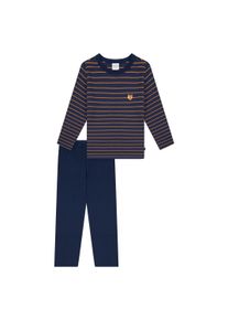 Schlafanzug Schiesser "Pyjama Kids Nightwear", Jungen, Gr. 116, blau (dunkelblau), Obermaterial: 100% Baumwolle CO., Homewear-Sets Schlafanzug