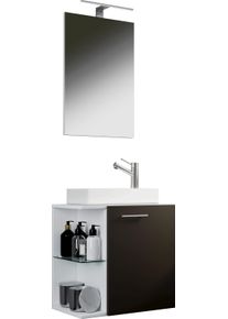 Waschtisch Vcm "3-tlg G&auml;ste WC Waschplatz Waschtisch Hausa Spiegel", schwarz (wei&szlig;, anthrazit), B:52cm T:34cm, Schr&auml;nke, Waschtisch