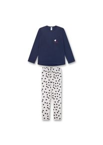 Schlafanzug Sanetta "Pyjama", M&auml;dchen, Gr. 152, blau (blau, beige), Obermaterial: 100% Baumwolle CO., Homewear-Sets Schlafanzug