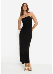 Bandeaukleid LSCN BY LASCANA, Damen, Gr. 36, N-Gr, schwarz, Rippware, Obermaterial: 63% Polyester, 33% Viskose, 4% Elasthan, unifarben, figurbetont kn&ouml;chellang, ohne Ausschnitt, Kleider Bandeaukleid