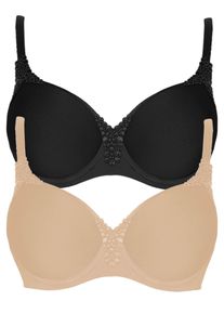 T-Shirt-BH Viania "2er Pack Spacer B&uuml;gel BH Carola", Damen, Gr. 80, Cup C, bunt (nude schwarz), Stoff, Obermaterial: 62% Polyamid PA. 27% Polyester PES. 11% Elasthan EL., BHs T-Shirt-BH