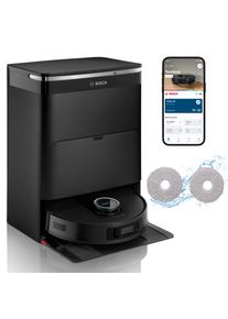 Bosch Saugroboter "mit Wischfunktion Spotless Max Cam BCRDW3BX, rotierende Wischpads", schwarz, B:34cm H:9,8cm, Saugroboter, Datensicherheit, 11.000 Pa Saugkraft, Absaugstation, Kamera, Saugroboter
