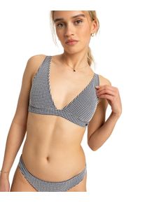 Triangel-Bikini-Top Roxy "Gingham", Damen, Gr. L, Cup B, grau (anthrazit), Obermaterial: 62% Polyester, 33% Nylon, 5% Elasthan., Bikini-Oberteile Triangel-Bikini-Top