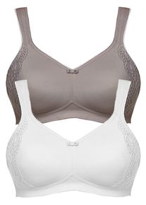 Minimizer-BH SuSa "2er Pack Minimizer BH ohne B&uuml;gel London", Damen, Gr. 80, Cup F, bunt (wei&szlig; frosty lavender), Stoff, Obermaterial: 76% Polyamid PA. 24% Elasthan EL., BHs Minimizer-BH