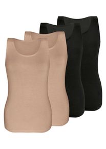 Sassa Mode Achseltop SASSA "4er Sparpack Top LOVELY SKIN", Damen, Gr. 48, N-Gr, bunt (schwarz beige), Obermaterial: 95% Modal CMD. 5% Elasthan EL., Unterhemden Achseltop