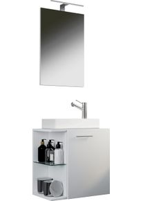 Waschtisch Vcm "3-tlg G&auml;ste WC Waschplatz Waschtisch Hausa Spiegel", wei&szlig;, B:52cm T:34cm, Schr&auml;nke, Waschtisch