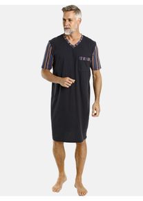 Pyjama Jan Vanderstorm "Nachthemd ARWID", Herren, Gr. 4XL, blau (dunkelblau), Obermaterial: 100% Baumwolle CO., Homewear-Sets Pyjama