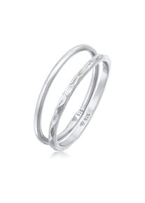 Ring-Set Elli "Ring Stapelringe Stacking Bandring 2er Set 925 Silber" Gr. 56, silber, Fingerringe, Damen, 56, ohne Stein, Silber 925 (Sterlingsilber), 1mm, Ring-Set