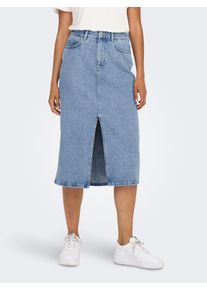 Jeansrock Only "ONLBIANCA MIDI SKIRT DNM REA NOOS", Damen, Gr. XL (42), blau (light blau denim), Denim/Jeans, Obermaterial: 100% Baumwolle, unifarben, wadenlang, R&ouml;cke Jeansrock