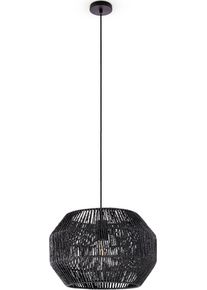 Paco Home Pendelleuchte "Hugo Yago", schwarz, &Oslash; 35cm H: 24cm, Leuchten, Wohnzimmer Esszimmer Rattan Optik Boho Lampenschirm Papier Modern, Pendelleuchte