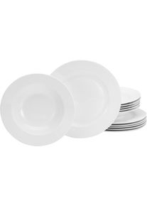 Tafelservice Creatable "Fleur Roya", beige (creme), 12 Stk., Porzellan, Geschirr-Sets, Tafelservice, Teller Set, extrem d&uuml;nn, leicht, lichtdurchl&auml;ssig