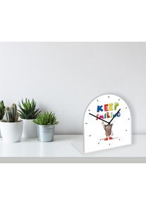 Tischuhr LUCKYLINDE "Kleine Maus Janosch", grau, Tischuhren, Tischuhr, Tischuhr aus Acrylglas, Uhr, bedruckt, ger&auml;uschlos, modern