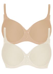 T-Shirt-BH Viania "2er Pack Spacer B&uuml;gel BH Carola", Damen, Gr. 95, Cup D, bunt (cream nude), Stoff, Obermaterial: 62% Polyamid PA. 27% Polyester PES. 11% Elasthan EL., BHs T-Shirt-BH