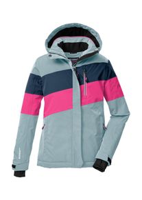 Skijacke Killtec "KSW 197 GRLS SKI JCKT", M&auml;dchen, Gr. 128, blau (graublau), Obermaterial: 100% Polyester.Futter: 100% Polyester.F&uuml;llung: 100% Polyester, Jacken Skijacke, Wasserdicht, atmungsaktiv, verstellbare Kapuze, viele Taschen