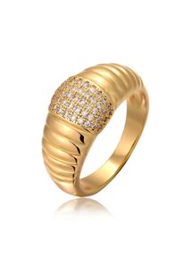 Silberring Elli "Ring Zirkonia Statement Goldfarben" Gr. 56, gold, Fingerringe, Damen, 56, Messing, Silberring