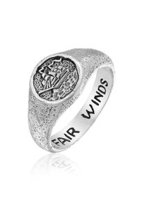 Siegelring HAZE & GLORY "Ring Siegelring Fair Winds 925 Silber" Gr. 64, schwarz, Fingerringe, Herren, 64, Silber 925 (Sterlingsilber), Siegelring