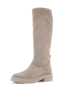 Stiefel Gabor, Damen, Gr. 35, Normalschaft, hellbeige, Veloursleder, unifarben, Schuhe Stiefel, Blockabsatz, Langschaftstiefel, Rei&szlig;verschlussstiefel mit Ziern&auml;hten