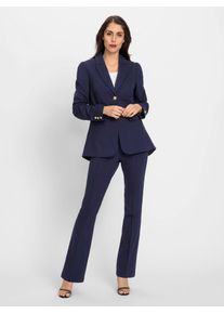 Hosenanzug Heine, Damen, Gr. 48, Normalgr&ouml;&szlig;en, blau (marine), 67% Viskose, 27% Polyamid, 6% Elasthan, Anz&uuml;ge Hosenanzug