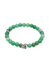 Armkette Kuzzoi "Armband Herren Totenkopf Bead Aventurin Gr&uuml;n 925 Silber" Gr. 230, gr&uuml;n (hellgr&uuml;n), Armb&auml;nder, Herren, 230, Silber 925 (Sterlingsilber), Armkette