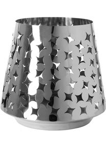 Windlicht Fink "Kerzenhalter LUMA", silber (silberfarben), H:30cm &Oslash;:32cm, Edelstahl, Kerzenhalter, Windlicht, aus Edelstahl, mit ausgestanzten Cut-Outs