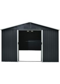 Ger&auml;tehaus Pergart "Dresden II 1012", grau (schiefergrau), Metall, Ger&auml;teh&auml;user, Ger&auml;tehaus, Metall, mit Satteldach und integrierter Schiebet&uuml;r, schiefer/creme