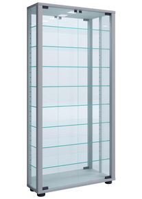 Vitrine Lumo mit LED ca. 59x115x18 cm Silber