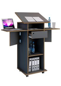 Stehpult Vcm "Holz Stehpult Rednerpult Stehtisch Rollen Salia", schwarz (anthrazit), B:123cm T:50cm, Tische, Stehpult