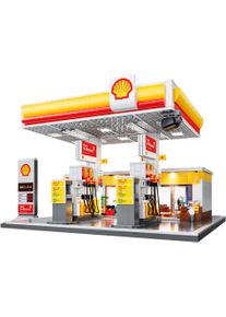 Konstruktions-Spielset Jamara "CaDA, Bricks, Shell Tankstelle mit Shop und Waschanlage (402857)", bunt, Spielbausteine, Kinder, Kunststoff, Konstruktions-Spielset, mit LED Licht