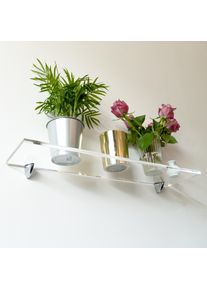 Deko-Wandregal queence "Elle", silber, B:60cm H:1cm T:15cm, Acrylglas, Metall, Regale, Deko-Wandregal, Acrylglas 10mm, kantenpoliert - inkl. Befestigungsmaterial