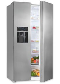 Exquisit Side-by-Side "SBS520-CF-040E", Energieeffizienz: E, silber (edelstahloptik), B:90cm H:177cm T:66cm, K&uuml;hlschr&auml;nke, Side-by-Side