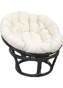 Relaxsessel Home Affaire, schwarz-wei&szlig; (schwarz, kissen creme), B:100cm H:60cm T:100cm, Sessel, Relaxsessel, Handgeflochten