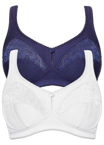 Entlastungs-BH SuSa "2er Pack Entlastungs BH Topsy Plus", Damen, Gr. 90, Cup B, bunt (wei&szlig; marine), Obermaterial: 60% Baumwolle CO. 35% Polyamid PA. 5% Elasthan EL., BHs Entlastungs-BH