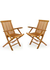Gartenstuhl Vcm "2er Gartenstuhl Hochlehner Klappstuhl Holz Teak", braun, Obermaterial: 100% Holz Wood., St&uuml;hle, Gartenstuhl