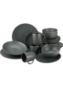 Kombiservice Creatable "Geschirr-Set Soft Touch Black", schwarz, 20 Stk., Steinzeug, Geschirr-Sets, Kombiservice, Service, schwarz, seidenmatte Glasur, 20 Teile, f&uuml;r 4 Personen