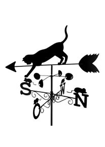 Wetterfahne Wenko "Katze", schwarz, B:50cm H:170cm L:40cm, Metall, Gartenfiguren, Wetterfahne, BxLxH: 50x40x170 cm