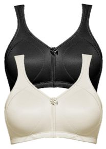 Entlastungs-BH SuSa "2er Pack Entlastungs BH Topsy Plus", Damen, Gr. 105, Cup C, bunt (schwarz champagnermicro), Stoff, Obermaterial: 78% Polyamid PA. 22% Elasthan EL., BHs Entlastungs-BH