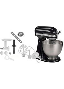 KitchenAid K&uuml;chenmaschine "5K45SSEOB ONYX BLACK", schwarz (onyx schwarz), B:35,8cm H:35,3cm T:22,1cm, K&uuml;chenmaschinen, Gratis Fleischwolf/Spritzgeb&auml;ckvorsatz (Wert ca. 129,-UVP), K&uuml;chenmaschine
