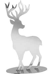 Weihnachtsfigur Fink "Hirsch JASPER, Weihnachtsdeko", silber (silberfarben), B:24cm H:35cm T:11cm, Edelstahl, Dekofiguren, Weihnachtsfigur, aus Edelstahl