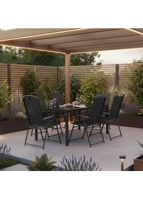 Gartentischgruppe Schwarz 7-teilig