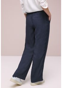 Webhose Street One "Style Emee", Damen, Gr. 44, L&auml;nge 32, blau (shadowed navy), Web, Obermaterial: 90% Modal, 10% Polyester, unifarben, loose fit lang, Hosen Webhose, Wide Leg Hose mit Crochet Tape